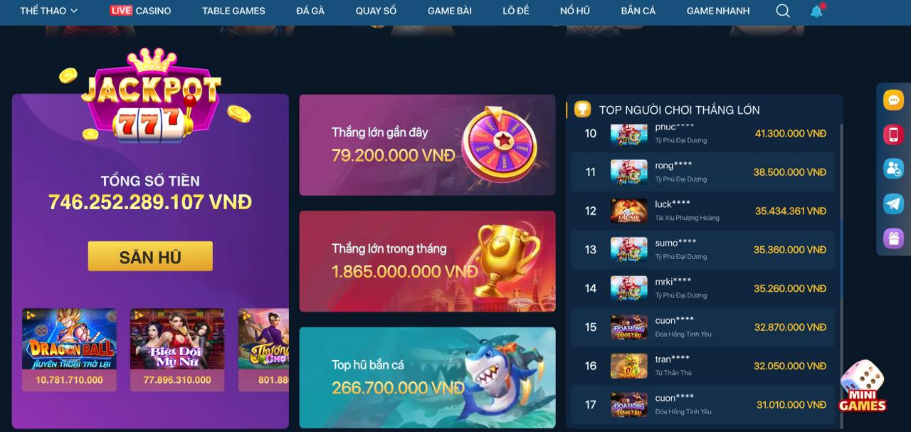 Tính năng Jackpot nổi bật